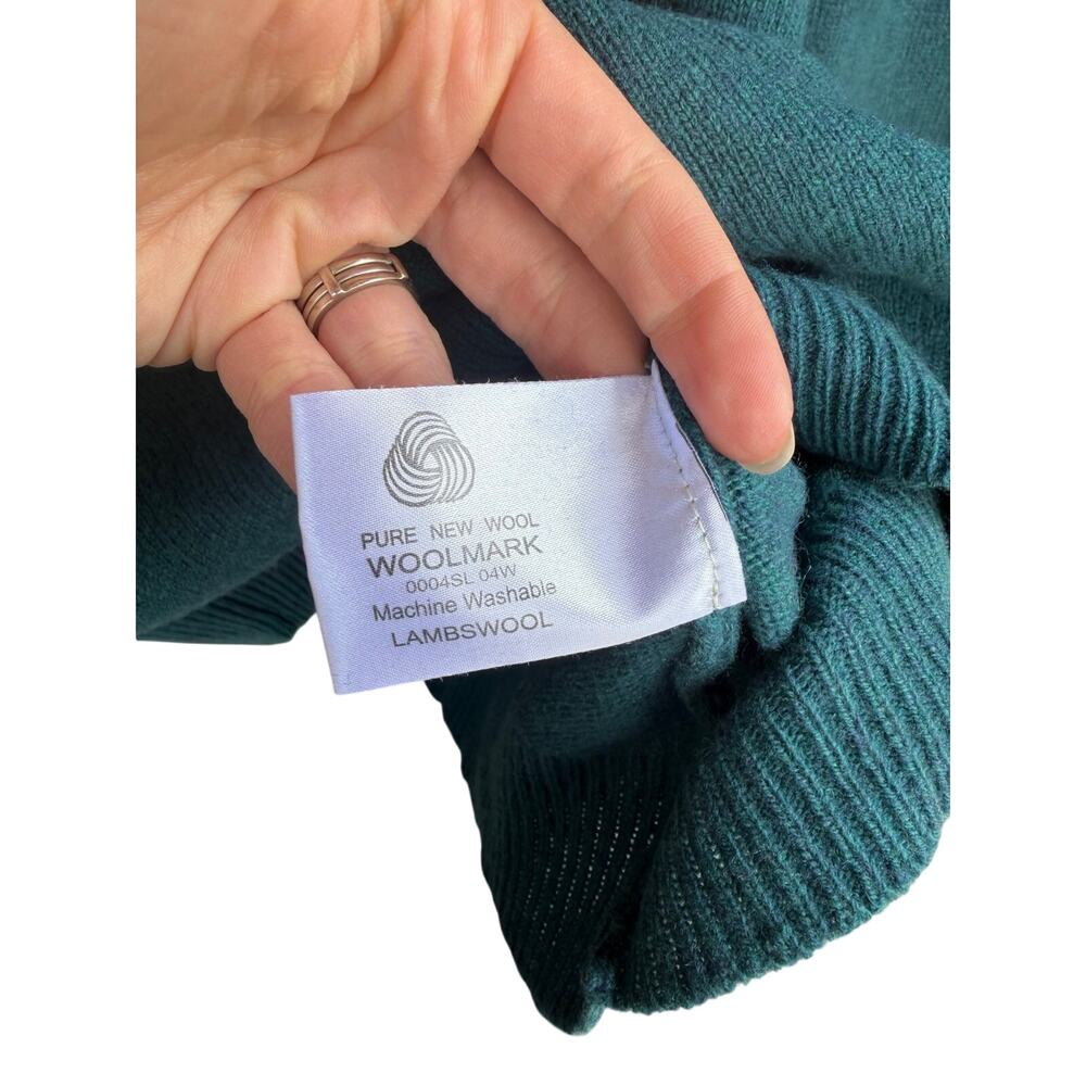 Carraig Donn Pure New Wool V-Neck Sweater Teal Size XL - Picture 4 of 7